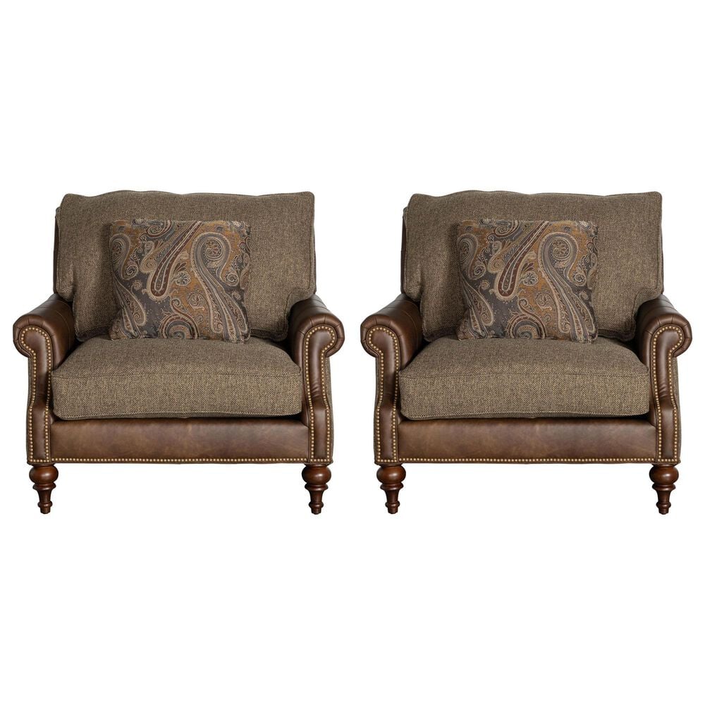 Craftmaster Furniture Corp Custom Blends Accent Chair and a Half in Brown (Set of 2), , large