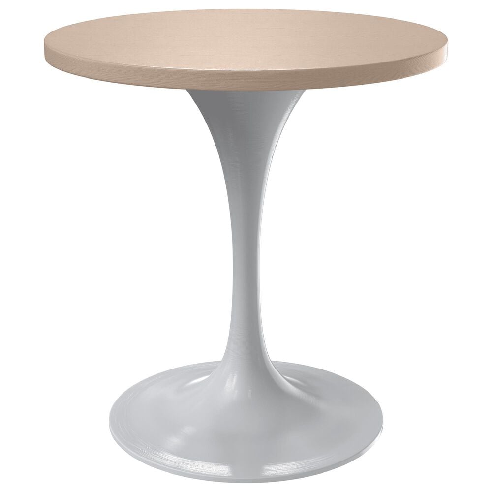 Leisuremod LeisureMod Verve Collection 27 Round Dining Table, White Base with Light Natural Wood MDF Top, , large