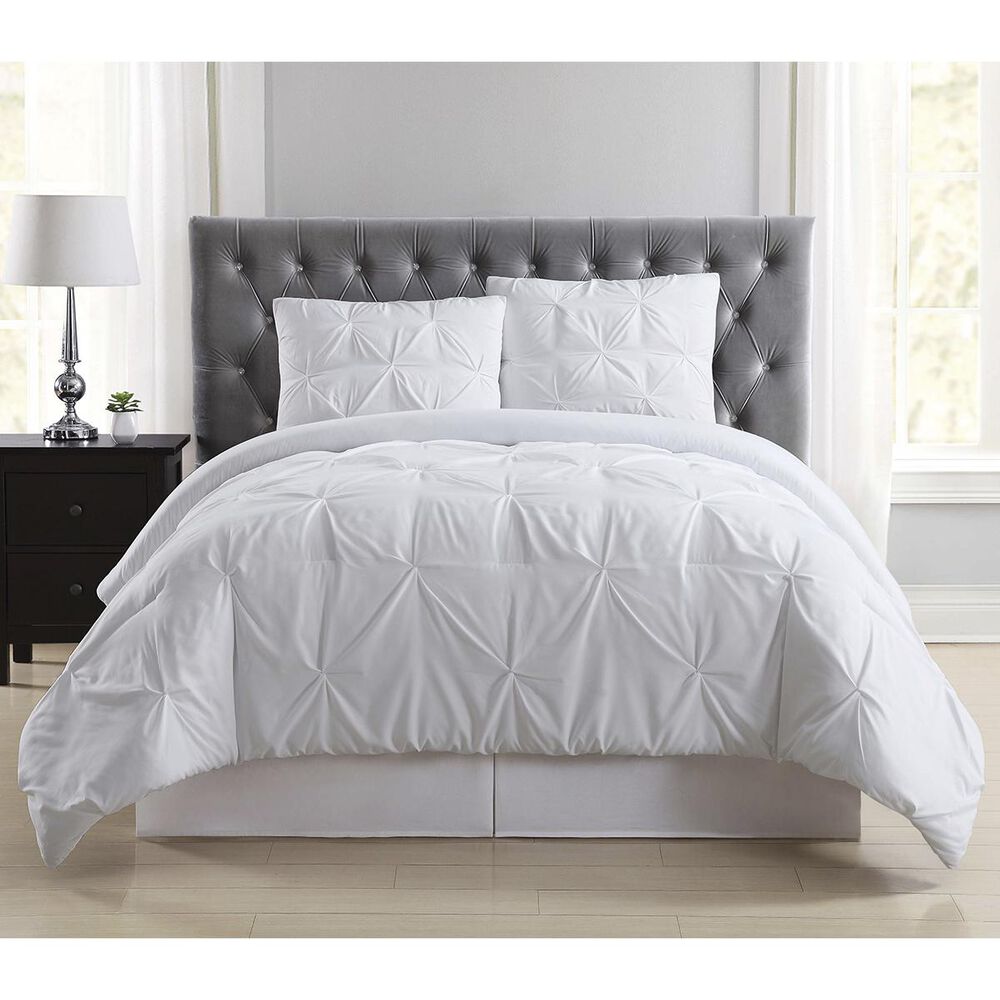 Pem America Truly Soft Pleated 3-Piece Full/Queen Duvet Set in White, , large