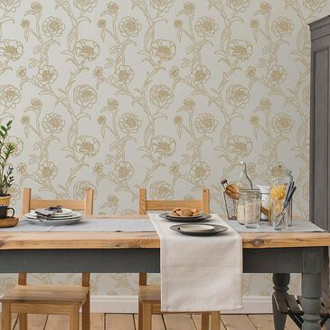 Tempaper 56 sq. ft. Peonies Gold Leaf Peel and Stick Wallpaper, , large