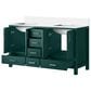 Lexora Home Jacques 60" Double Bathroom Vanity in Green with 2 cm White Cultured Marble Top and Rectangular Sinks, , large