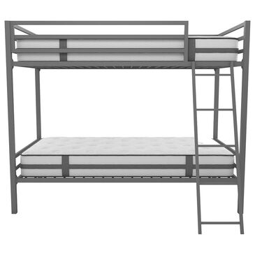 Novogratz Maxwell Twin Over Twin Bunk Bed in Gray, , large