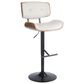 LumiSource Lombardi Swivel Adjustable Barstool with Cream Cushion in Black and Walnut, , large