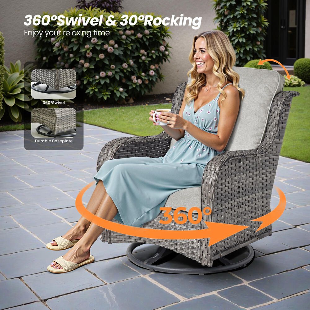 HOMLUX 7-Piece Wicker Patio Sofa Set in Grey, , large
