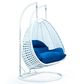 Leisuremod 2-Seat Hanging Egg Swing Chair with Blue Cushion in White, , large