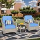 HOMLUX 3-Piece Outdoor Swivel Rocking Chair Set and Side Table in Diamond Blue, , large