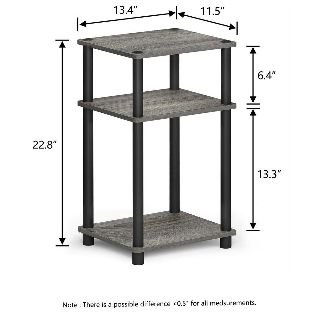 HOMLUX 3-Tier End Table in French Oak and Black, , large