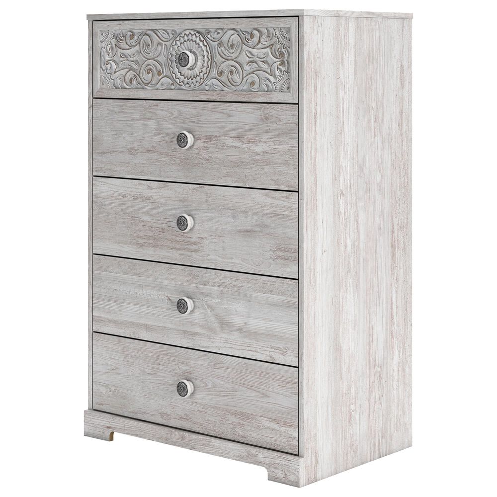 Ashley Paxberry 5-Drawer Chest in Whitewash, , large