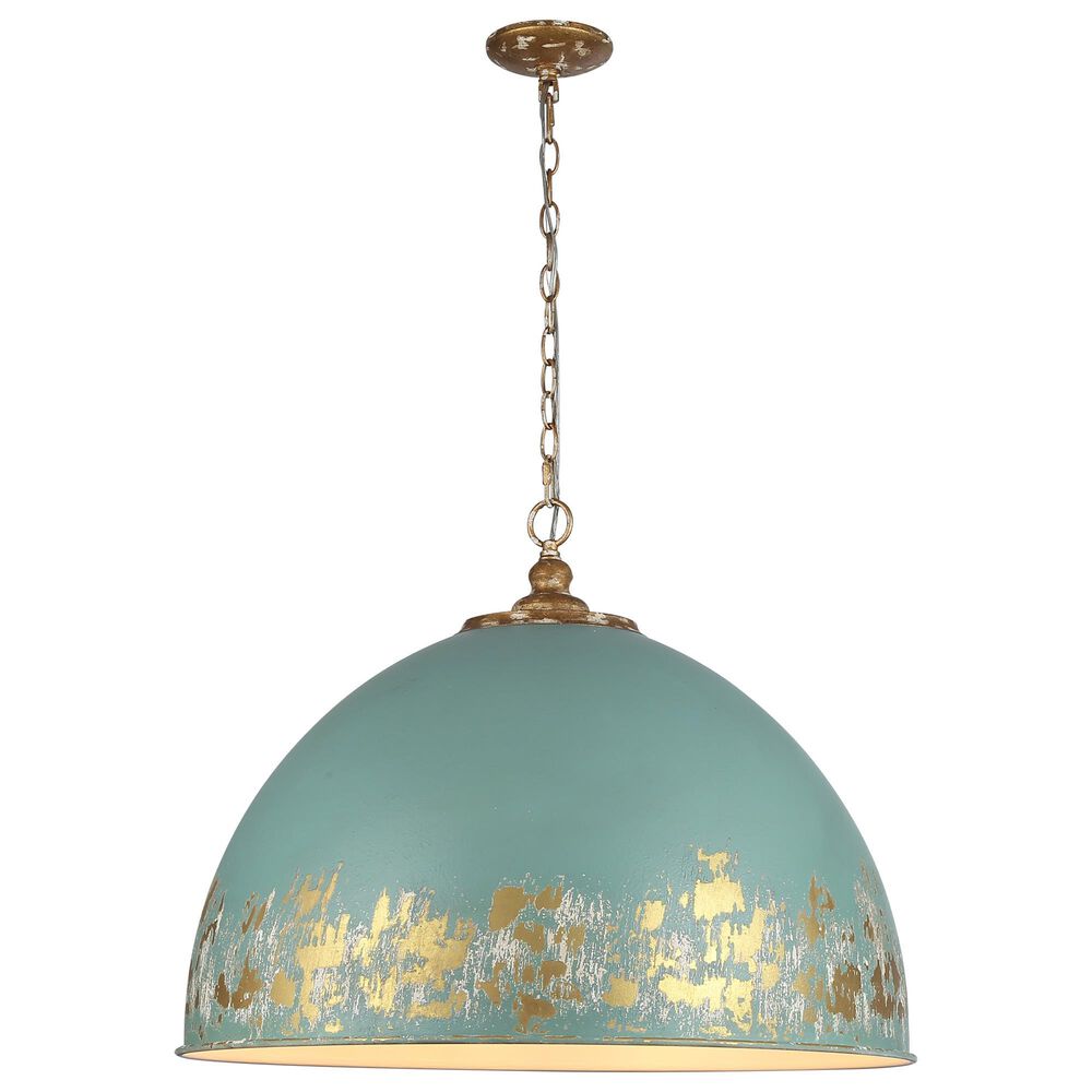 Golden Lighting Alison 8-Light Pendant with Teal Shade in Vintage Gold, , large