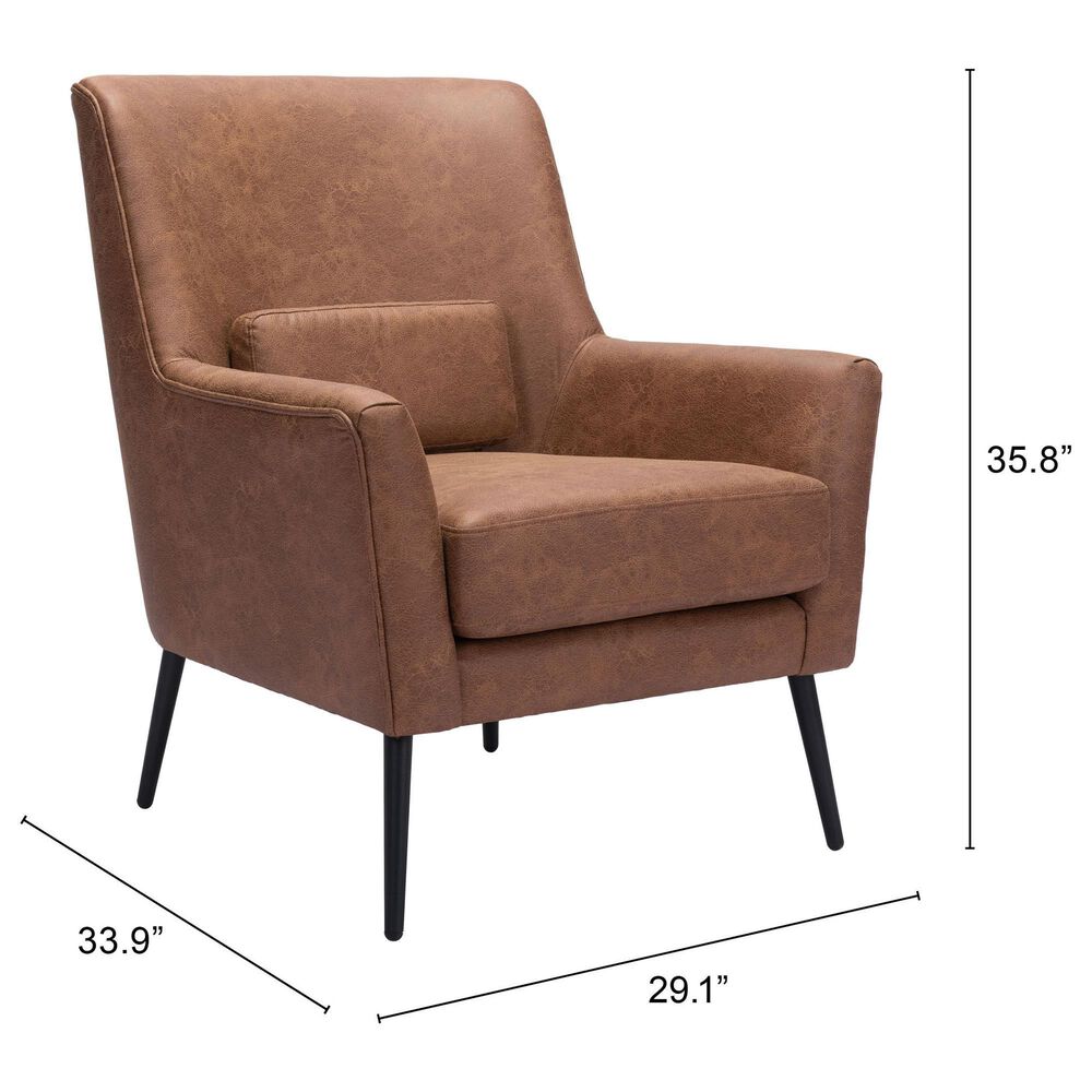 Zuo Modern Ontario Accent Chair in Vintage Brown and Gold, , large