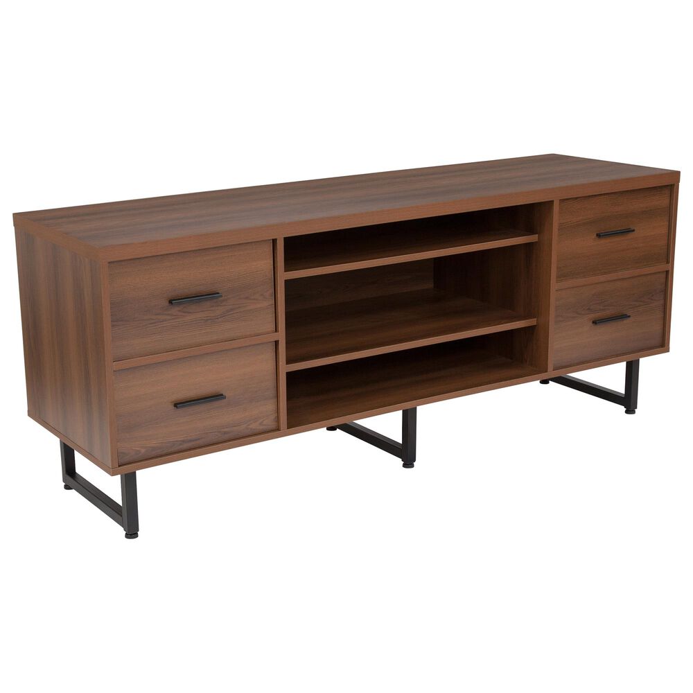 Flash Furniture Lincoln TV Stand in Brown, , large