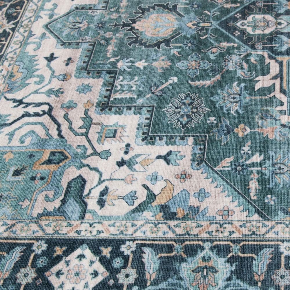 Central Oriental Rugease Velveteen Chantal Green and Ivory 7&#39;6&quot; x 9&#39;6&quot; Area Rug, , large