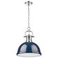 Golden Lighting Duncan 1-Light Pendant with Chain and Matte Navy Shade in Chrome, , large