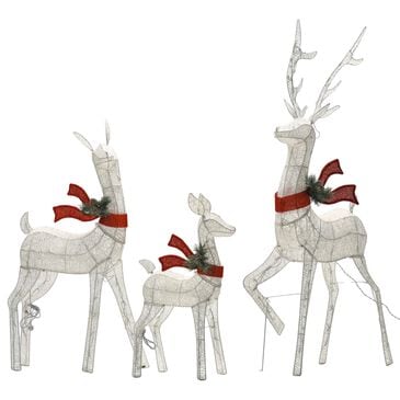 HOMLUX 3-Piece Cotton Rope Reindeer with Warm White LED Lights in White, , large