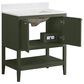 37B Ravello 30" Single Bathroom Vanity Cabinet in Deep Olive Green with Marble Top and Backsplash, , large