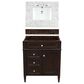James Martin Vanities Brittany 30" Single Bathroom Vanity in Burnished Mahogany with 3 cm Eternal Jasmine Pearl Quartz Top and Rectangle Sink, , large