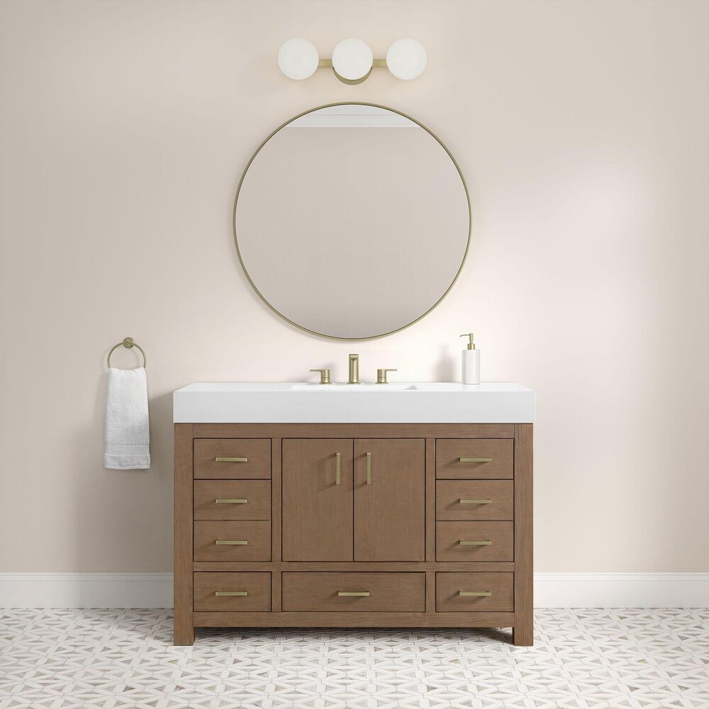 37B Alanya 48" Single Bathroom Vanity in Walnut Drift with White Composite Stone Top, , large