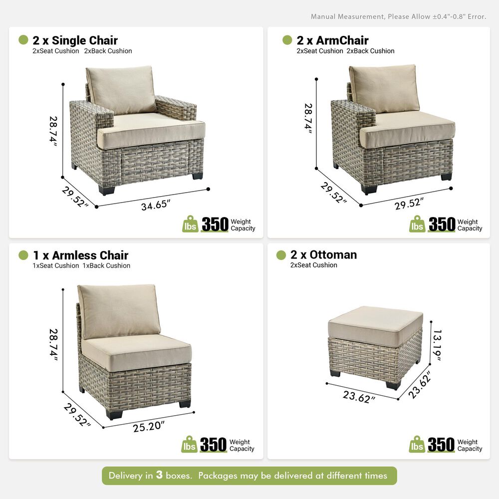 HOMLUX 7-Piece Modular Patio  Conversation  in Beige, , large