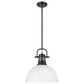 Golden Lighting Duncan 1-Light Pendant with Rod and Matte White Shade in Matte Black, , large