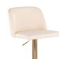 LumiSource Toriano Swivel Adjustable Bar Stool with Cream Faux Leather Upholstery in Gold (Set of 2), , large