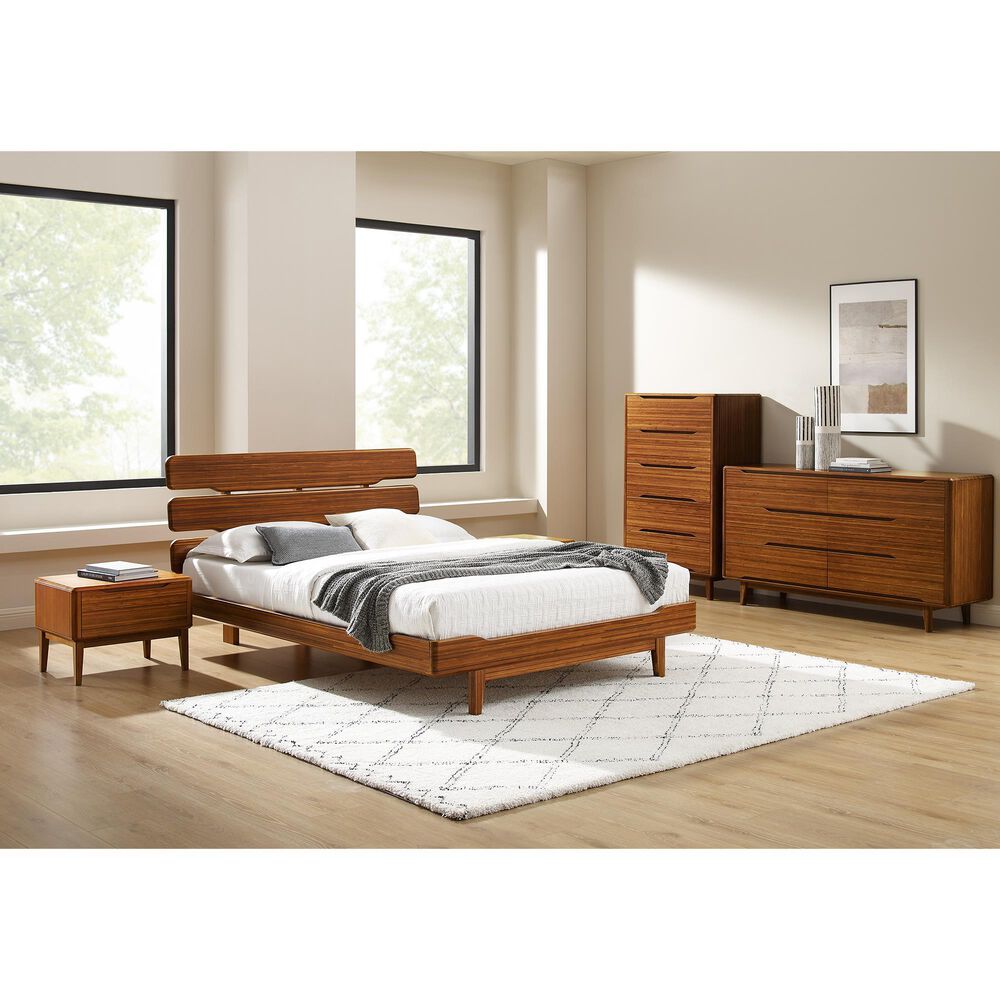 Natural Bamboo Furnishings Five Drawer High Chest, Amber, , large