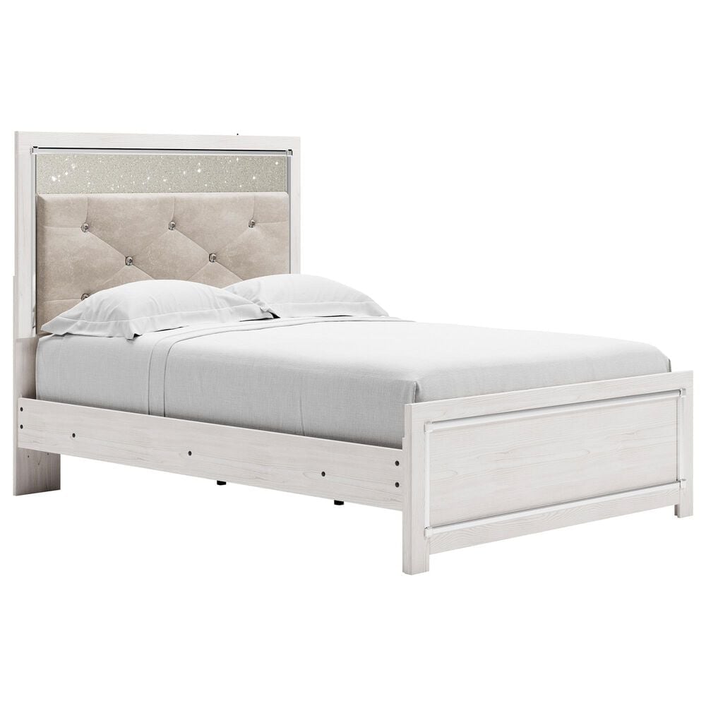 Ashley Altyra Full Panel Bed in White with LED Headboard, , large