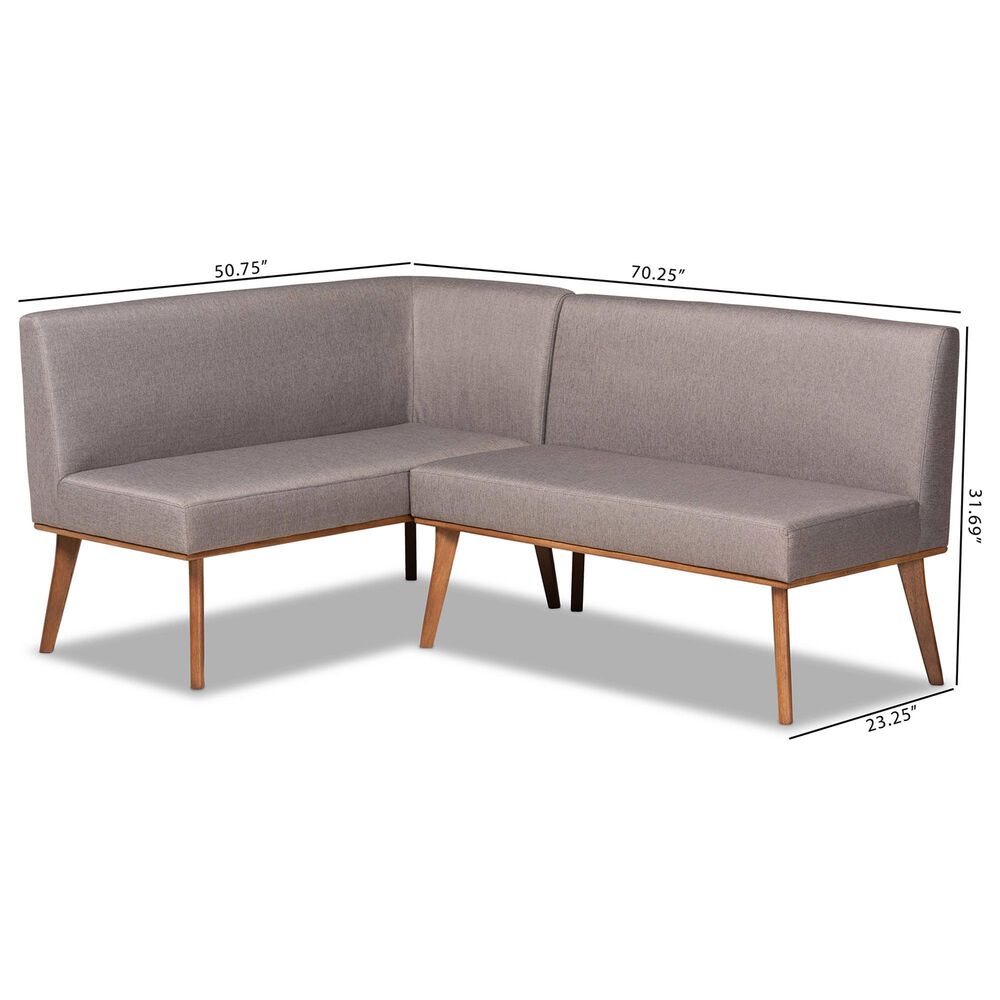 Baxton Studio Odessa 2-Piece Dining Nook Bench Set in Walnut Brown, , large