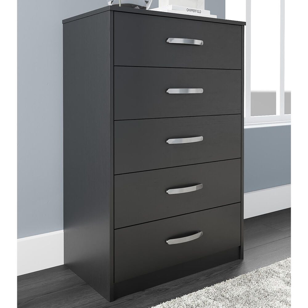 Ashley Finch 5-Drawer Chest in Black, , large