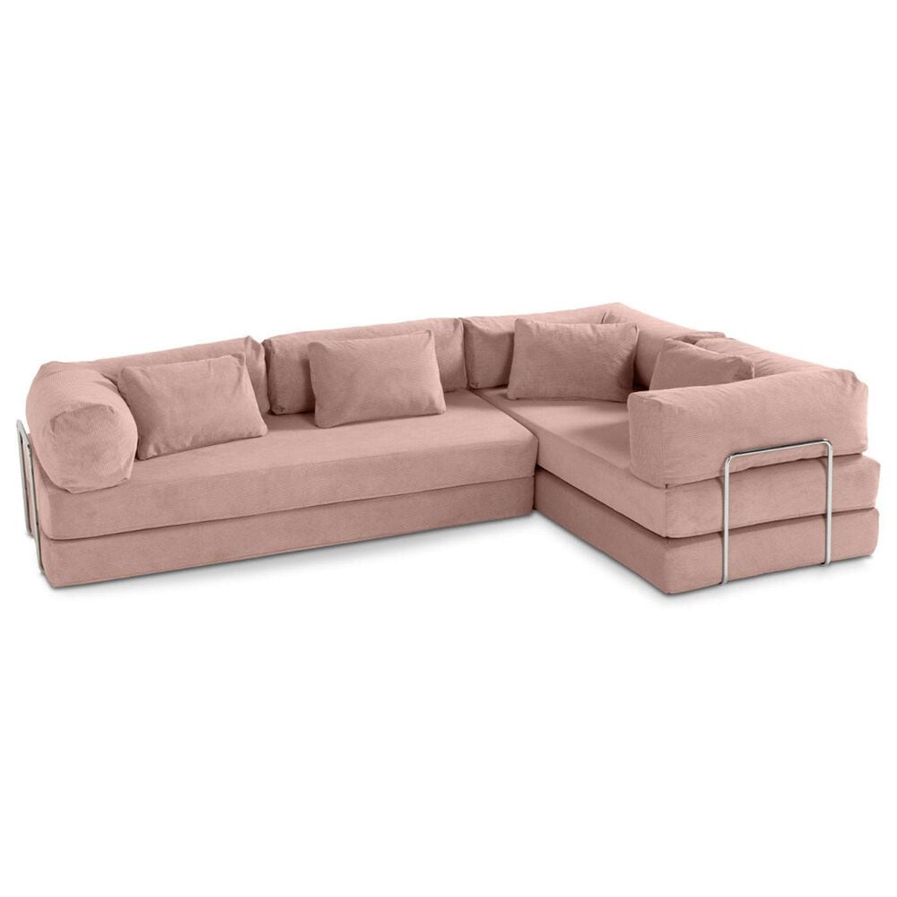 Jaxx Unsofa 2-Piece Modular Right Facing L-Shaped Sectional in Peony Pink, , large
