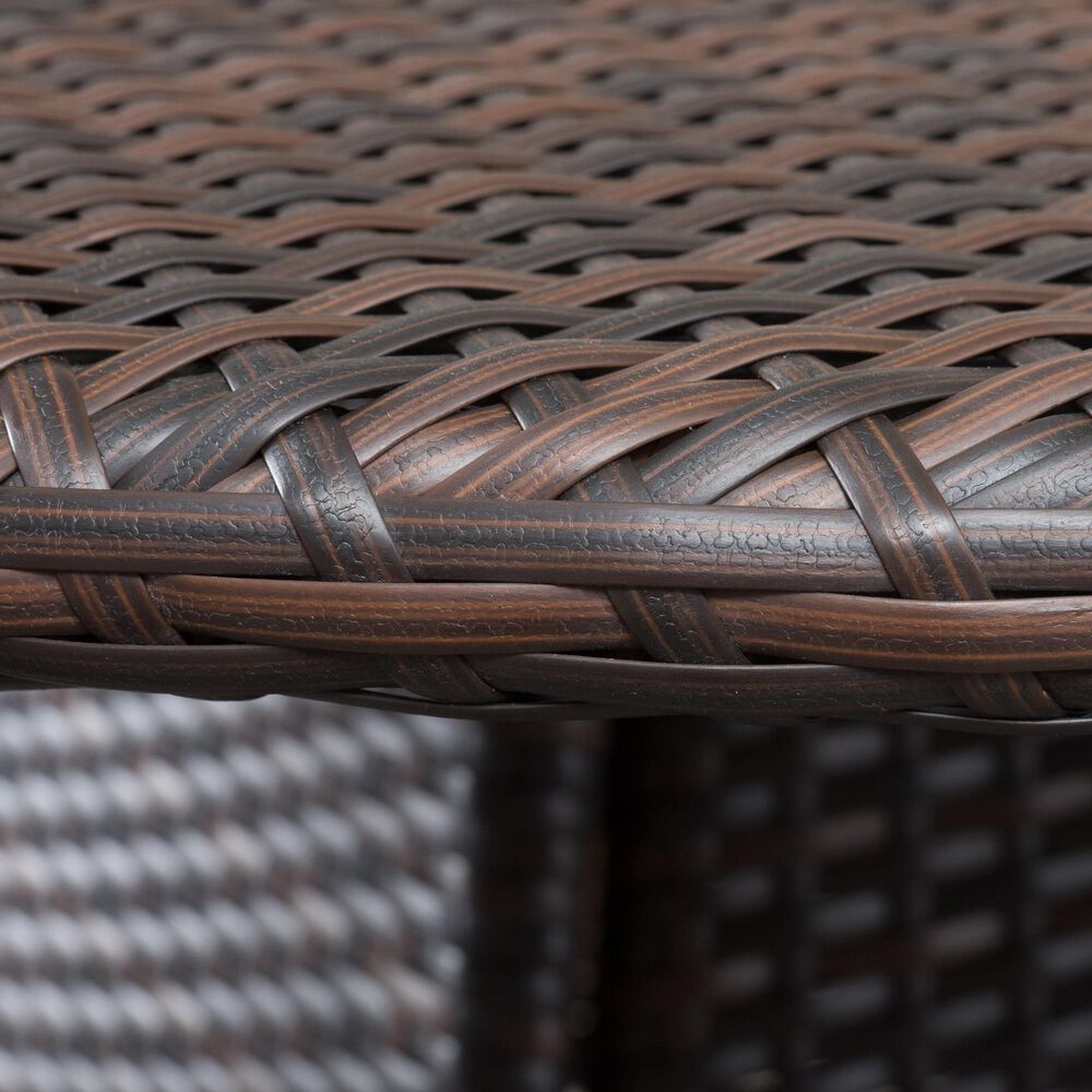 Hearth and Haven Corsica Outdoor Wicker Dining Table with Circular Top, Brown, , large