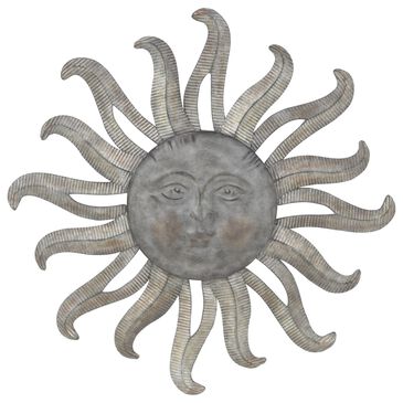 Maple and Jade 36" x 36" Rustic Sun Wall Decor in Grey, , large