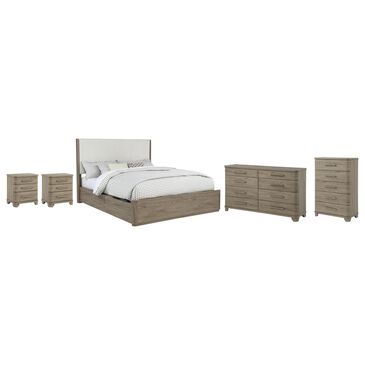 Crown Mark Veranda Queen Upholstered Panel Bed with Dresser, Chest, and Two Nightstands in Khaki, , large