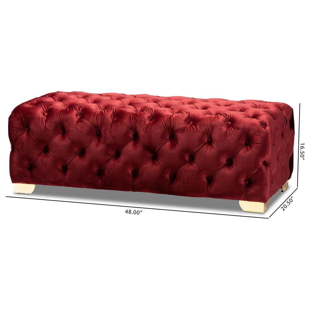 Baxton Studio Avara Bench Ottoman in Burgundy, , large