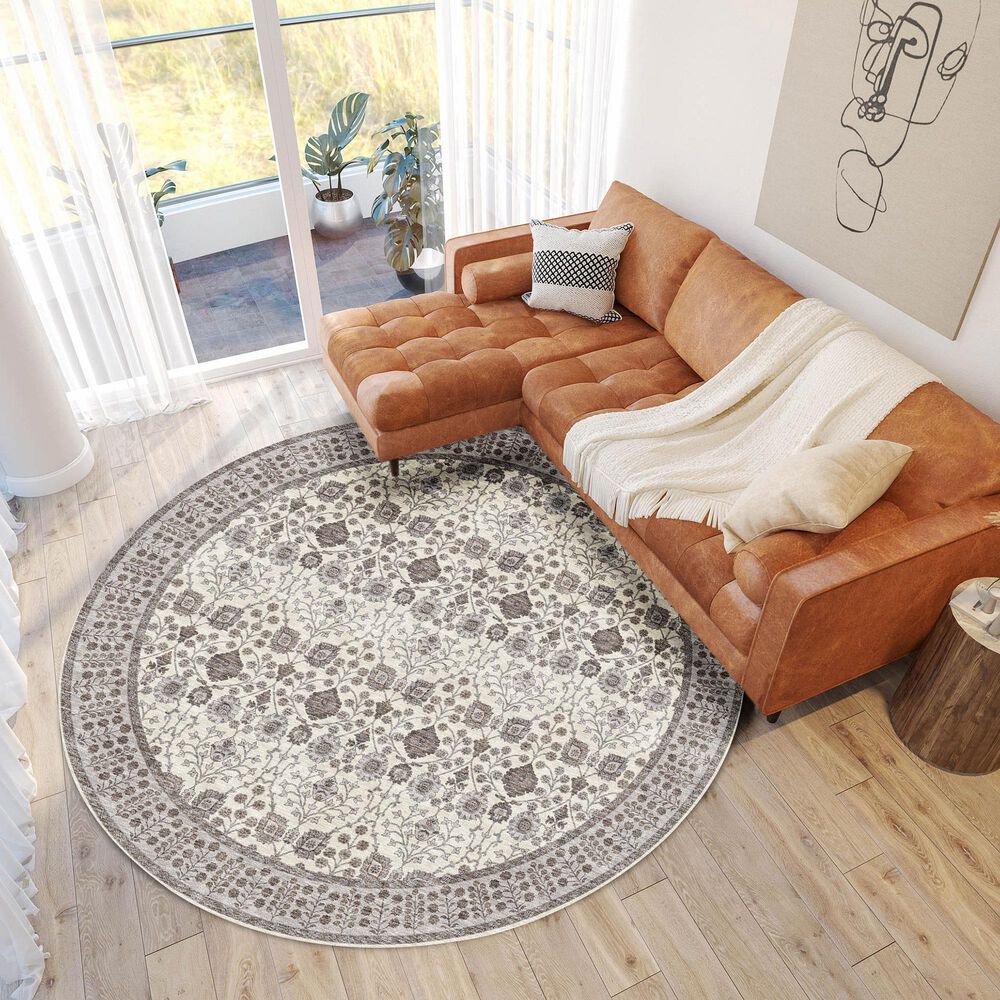 Dalyn Rug Company Hatay HY8 8&#39; Round Ivory Area Rug, , large