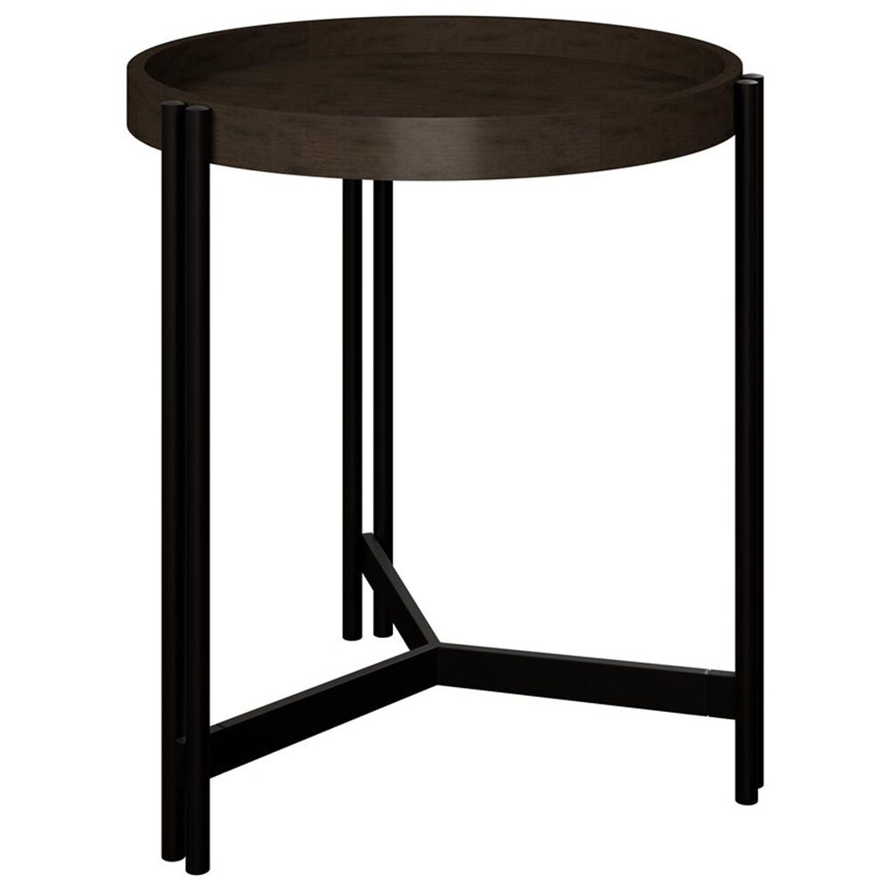 Golden Wave Furniture Huron Round Side Table in Dark Brown and Black, , large