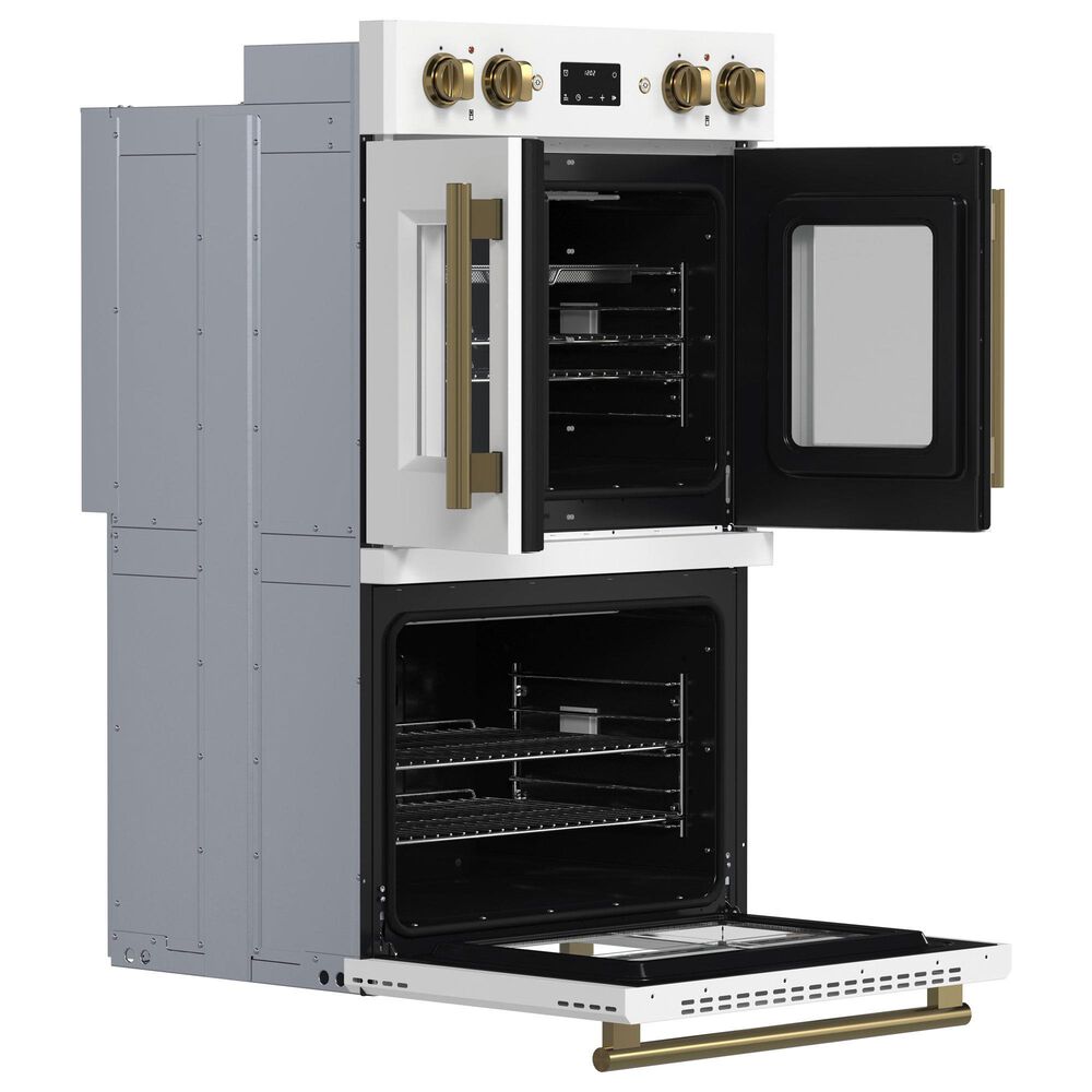 Forno Asti 30" Double Electric Wall Oven with Upper French Door in White, , large