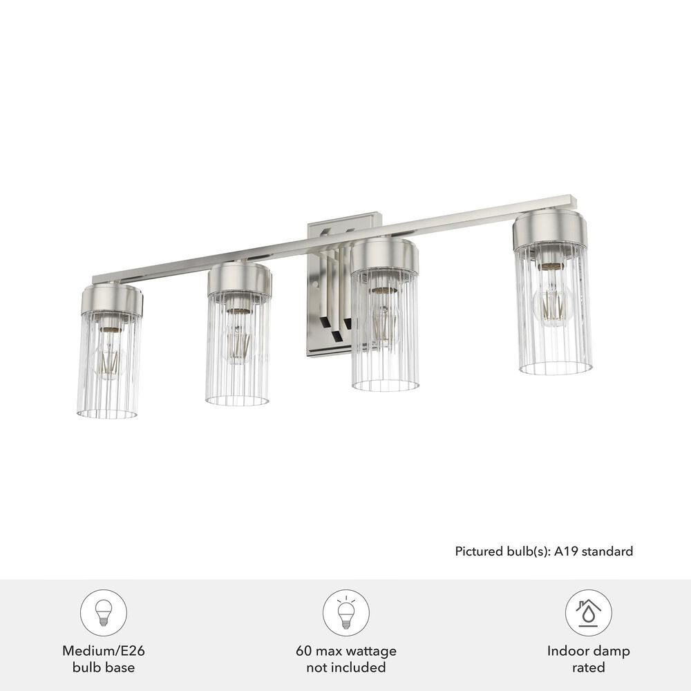 Hunter Gatz 4-Light Vanity in Brushed Nickel, , large
