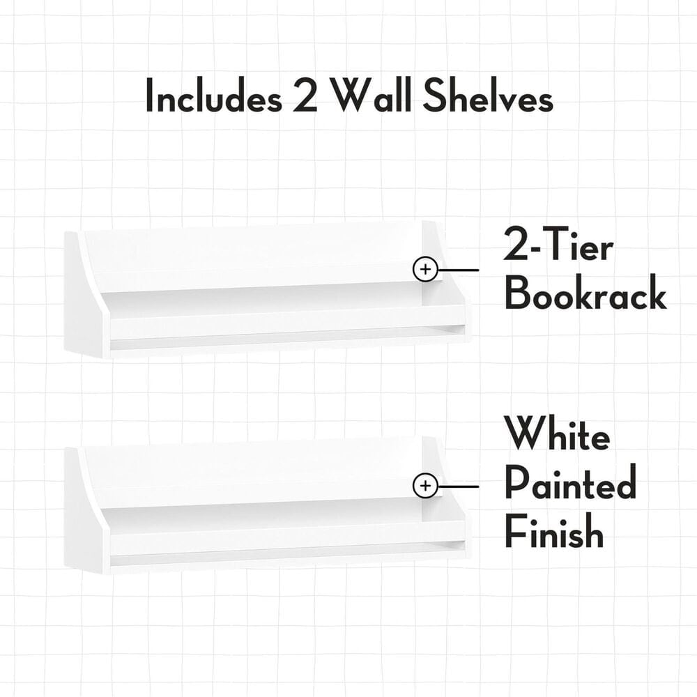 RiverRidge Home Book Nook Wall Bookshelf in White &#40;Set of 2&#41;, , large