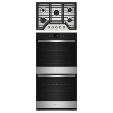 Whirlpool 2-Piece Kitchen Package with 10 Cu. Ft. Double Smart Wall Oven and Gas Cooktop in Fingerprint Resistant Stainless Steel, , large