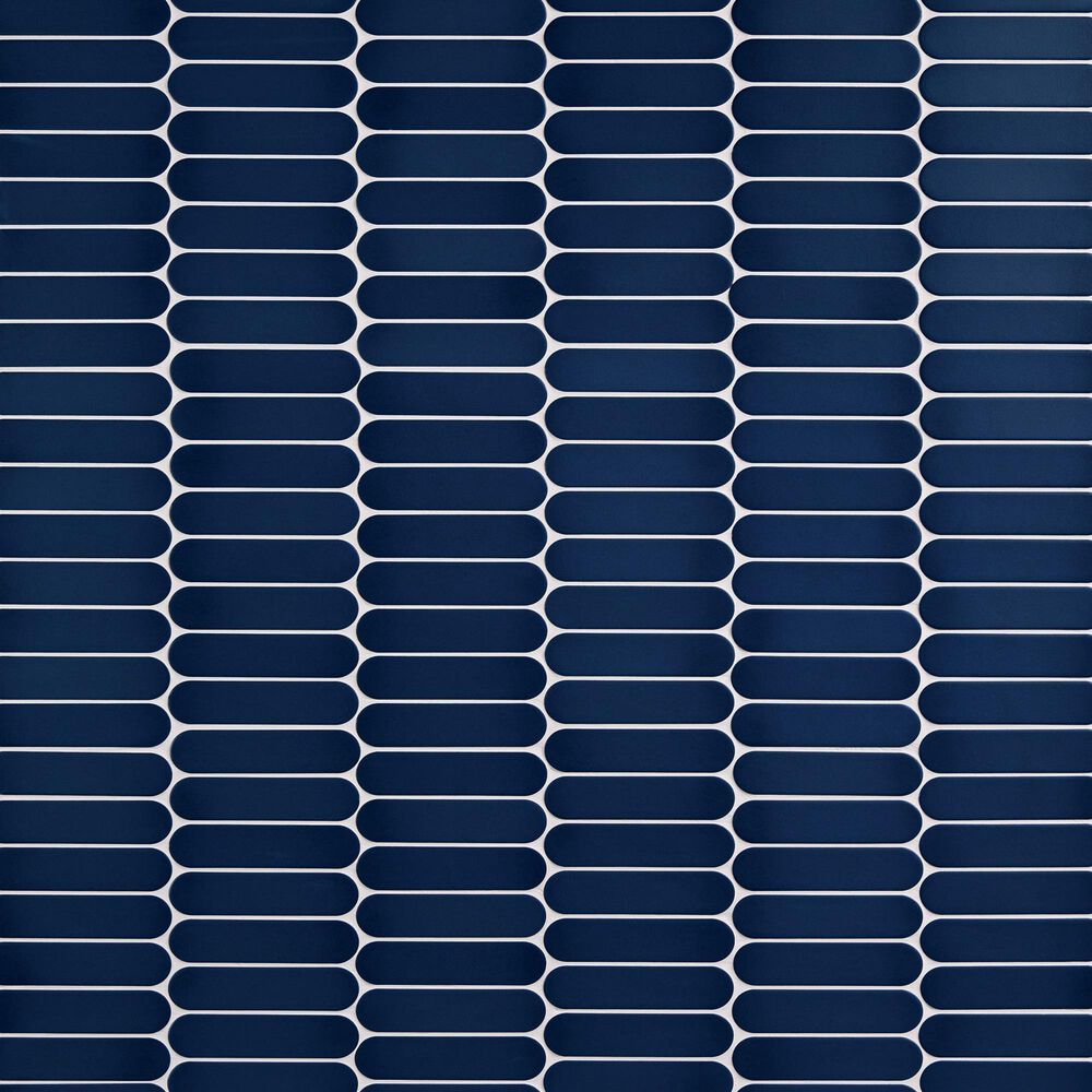 Dal-Tile Artefino Element Navy 1.5" x 6" Capsule on 12" x 13" Porcelain Mosaic Sheet, , large