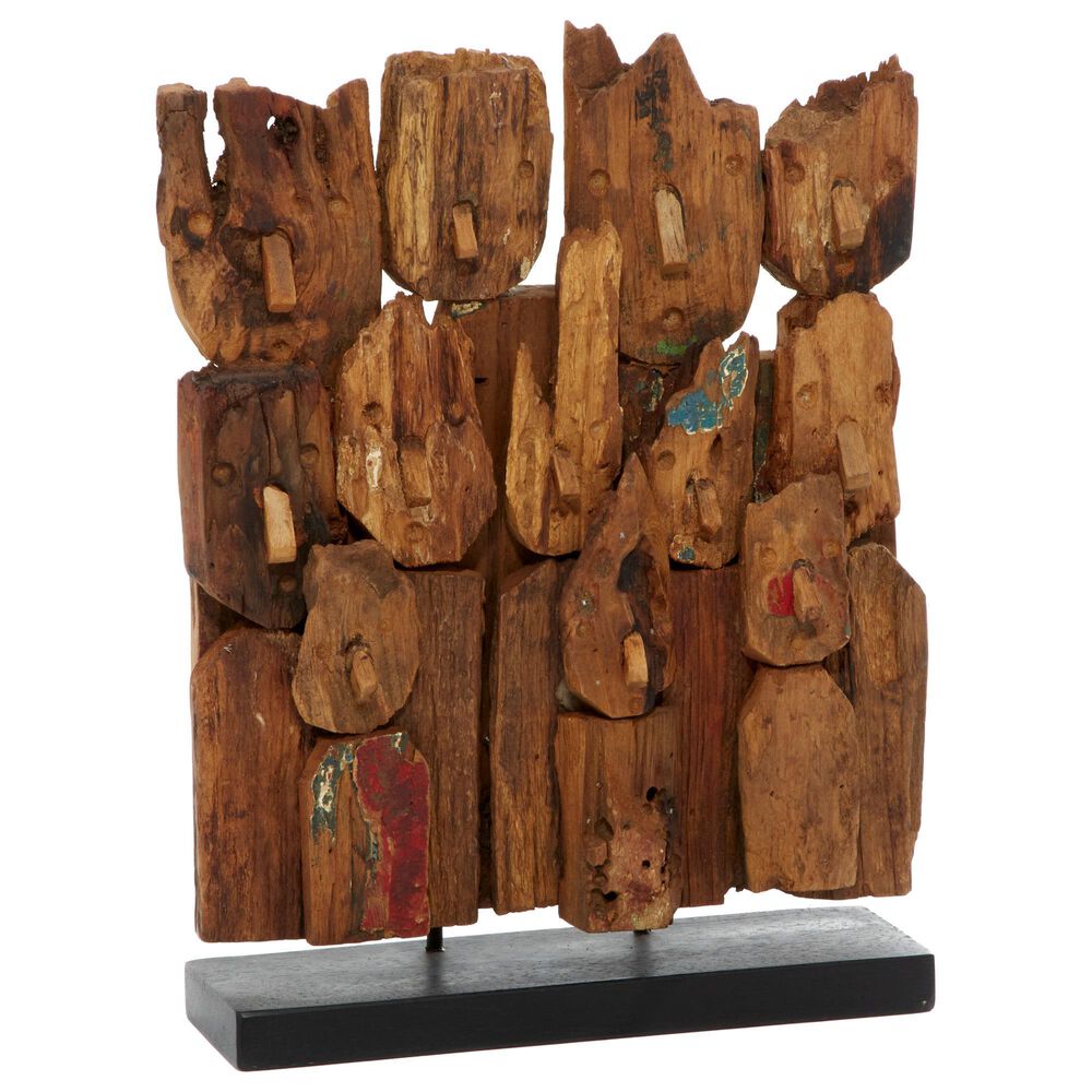 Maple and Jade Abstract Sculpture in Natural Brown, , large