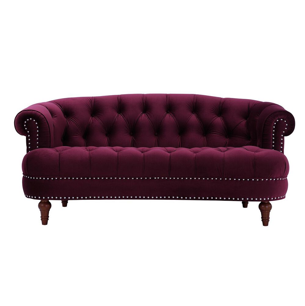 Jennifer Taylor Home La Rosa Victorian Chesterfield Loveseat in Burgundy, , large