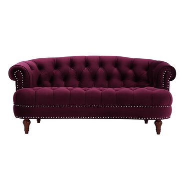 Jennifer Taylor Home La Rosa Victorian Chesterfield Loveseat in Burgundy, , large