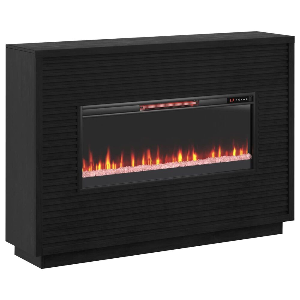 Legends Home Stardust Fireplace Mantel with Fireplace Insert in Seal Skin Black, , large