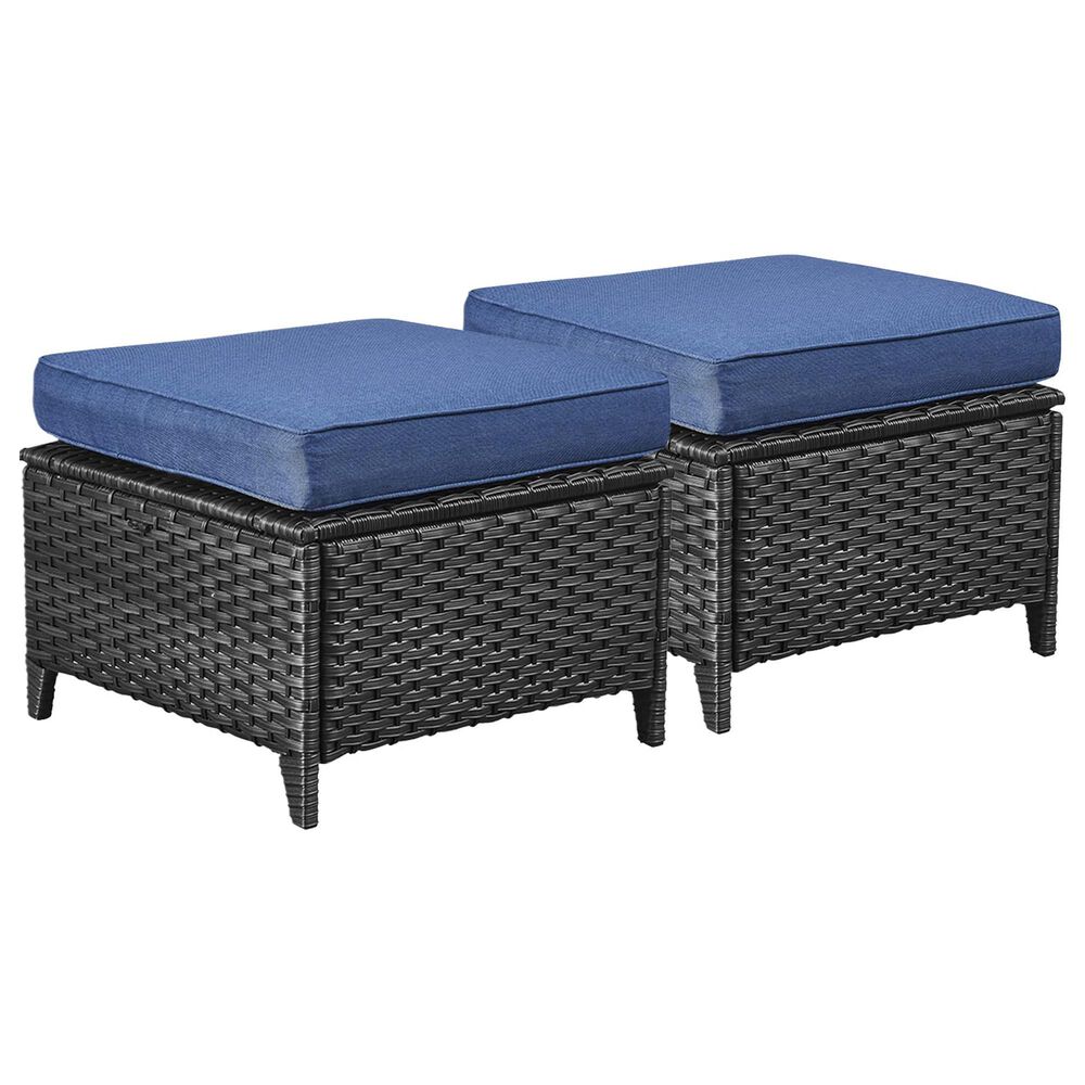 Sunwell Garden Carolina Patio Ottoman in Navy (Set of 2), , large