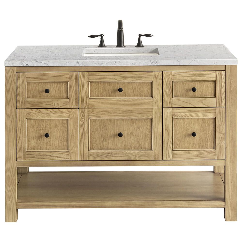 James Martin Vanities Breckenridge 48" Single Bathroom Vanity in Light Natural Oak with 3 cm Eternal Jasmine Pearl Quartz Top and Rectangular Sink, , large