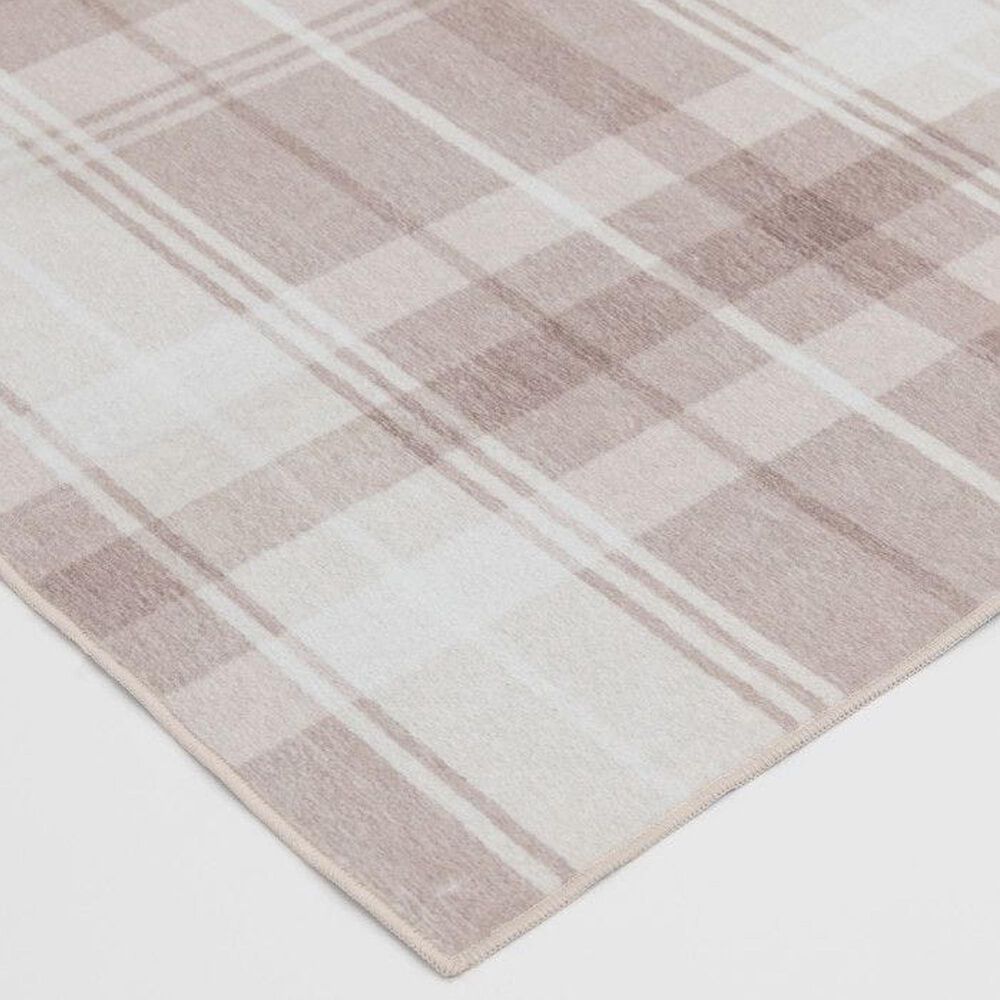 Central Oriental Rugease Velveteen Plaid 7&#39;6&quot; x 9&#39;6&quot; Beige and Ivory Area Rug, , large