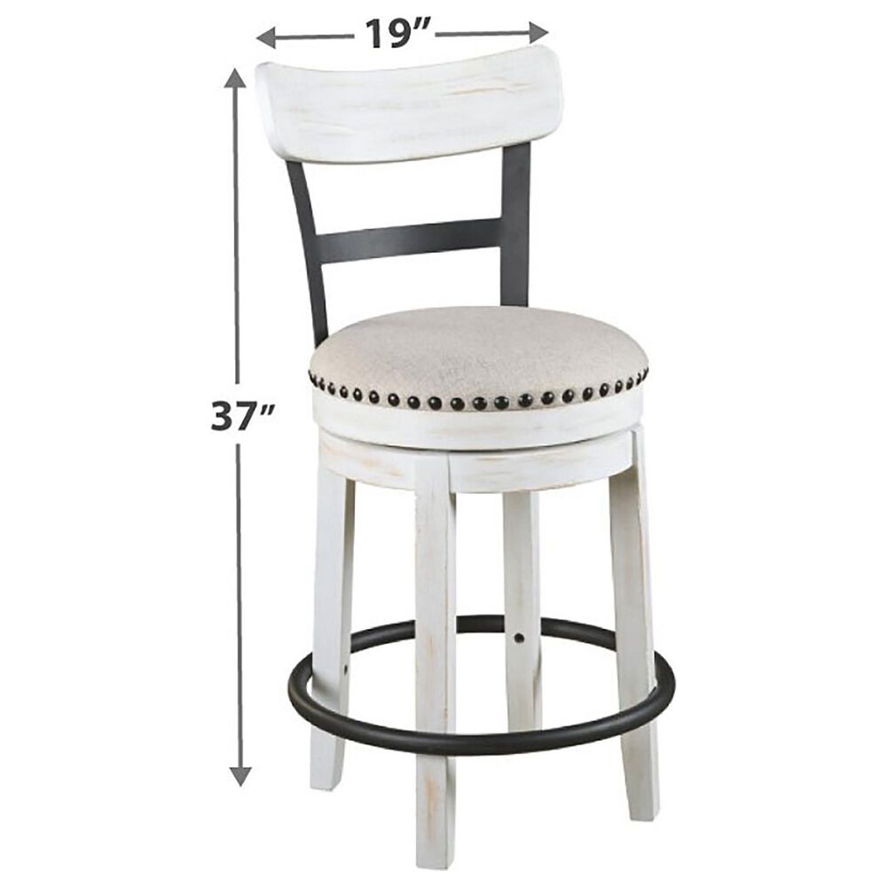 Ashley Valebeck Swivel Counter Height Stool in White and Black, , large