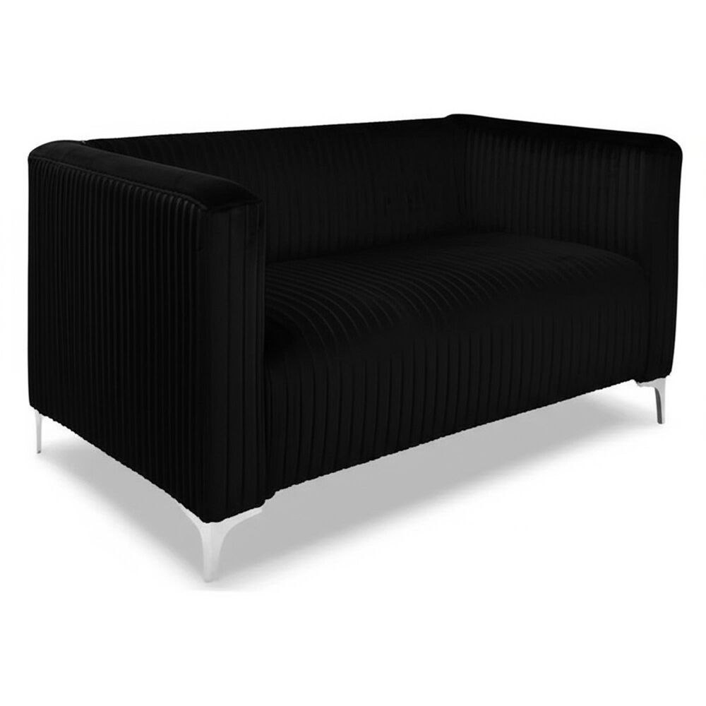 Titanic Furniture Austin Stationary Loveseat in Black Velvet, , large