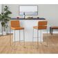LumiSource Fuji Stackable Barstool with Camel Faux Leather in Stainless Steel (Set of 2), , large